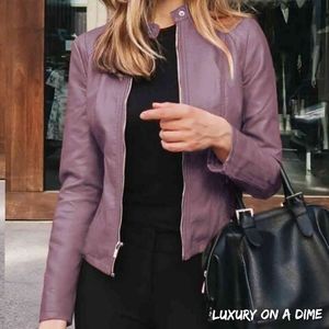 Women's Purple Leather Jacket